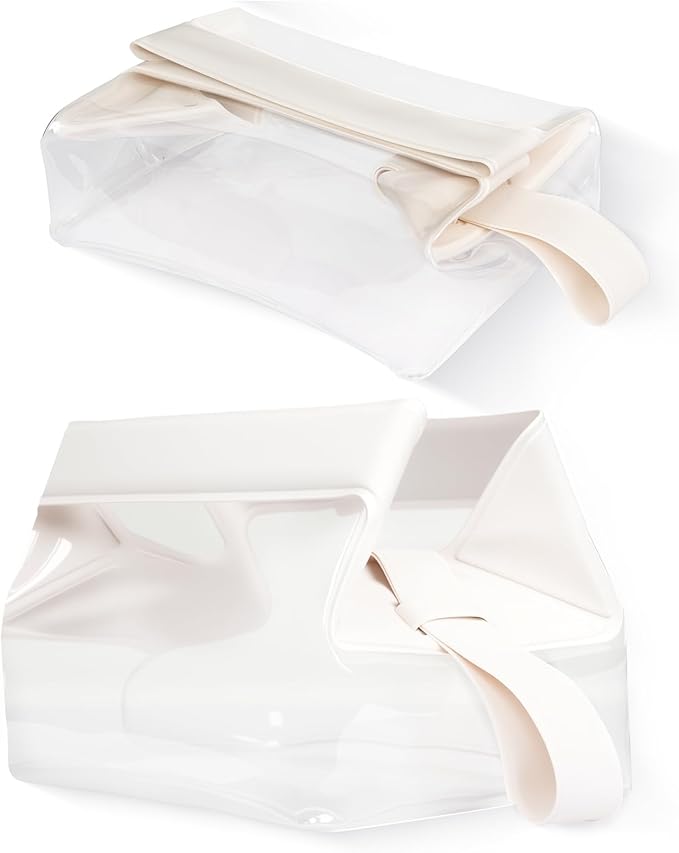 RAWILL 2PC Clear Toiletry Bag with Magnetic Closure, Toiletry Bags for Traveling Women,Small Makeup Pouch for Airplane, Vacation, Camping