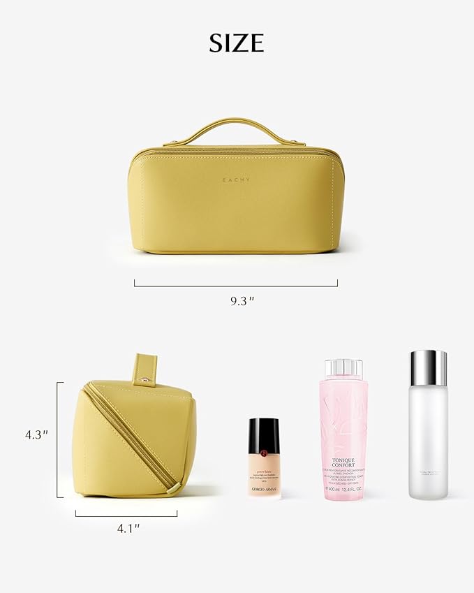 EACHY Travel Makeup Bag,Large Capacity Cosmetic Bags for Women,Waterproof Portable Pouch Open Flat Toiletry Bag Pattern Makeup Bag