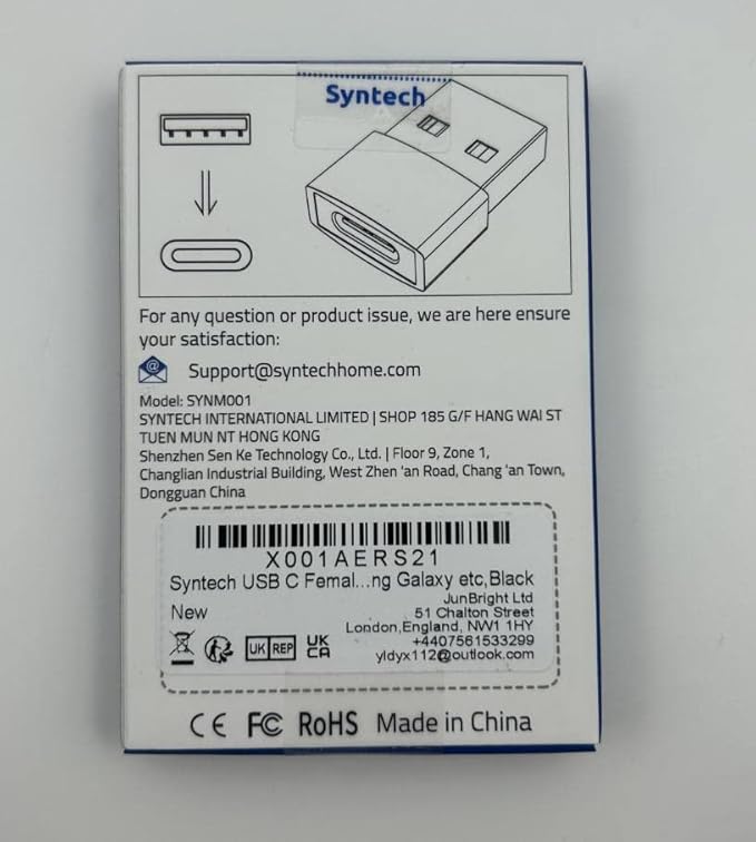 Syntech USB C Female to USB Male Adapter Pack of 3, Type C to USB A Converter Compatible with iPhone 17/16/15/14/13 Pro Max iPad Air 7 6 Apple Watch Series 10/9/8 AirPods 3 Samsung Galaxy etc, Black