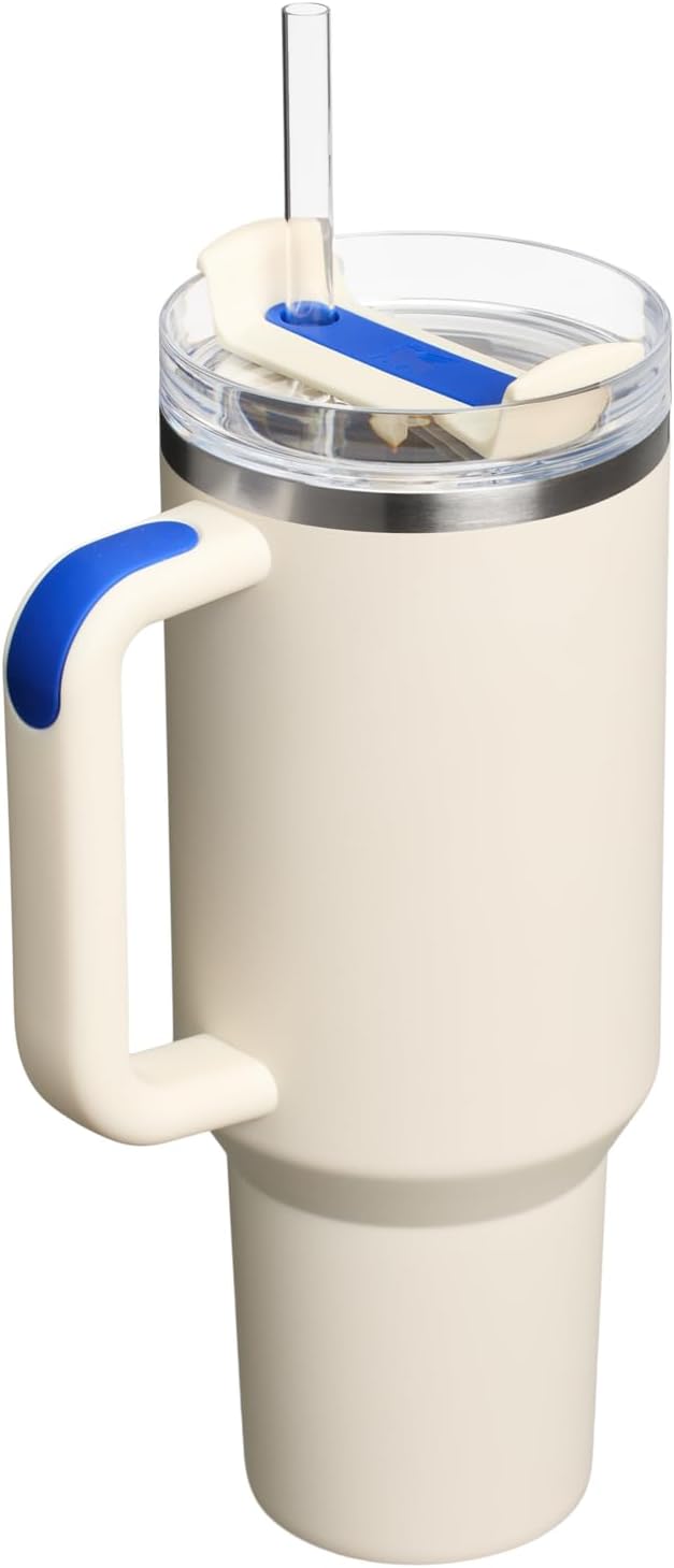 STANLEY Quencher H2.0 Tumbler with Handle and Straw 40 oz | Flowstate 3-Position Lid | Cup Holder Compatible for Travel | Insulated Stainless Steel Cup | BPA-Free | Cream Royal
