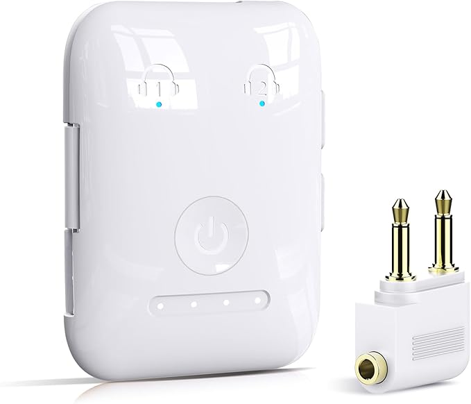 Premium Bluetooth 5.4 Transmitter, Airplane Wireless Adapter, Supports 2 AirPods/Headphones, Bluetooth Transmitter for TV, Airplane, Gym, with aptX Adaptive & Low Latency