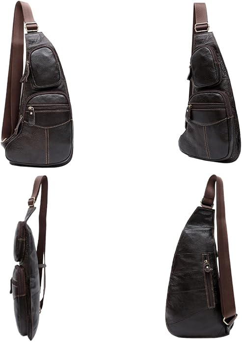 KPYWZER Vintage Leather Sling Bag Backpack for Men Crossbody Shoulder Chest DayPack Backpacks
