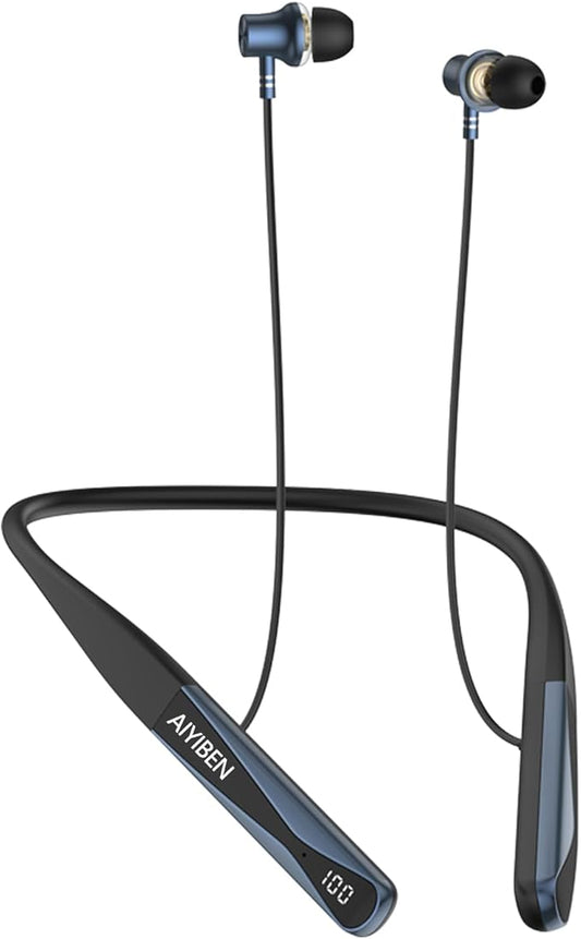 Around The Neck Headphones, V6.0 LED Power Display, 35 Hours Playtime, Neck in-Ear Headphones, Neck Wrap Earbuds with Ai Language Voice Control for Phone Music Sports Gym.(A18)