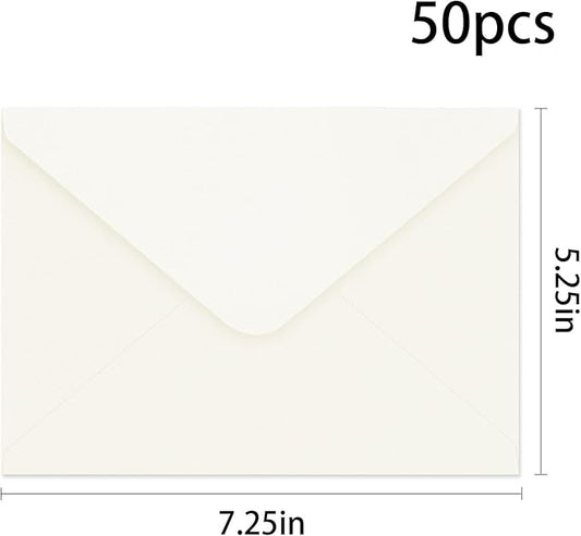 YINUOYOUJIA 50 PCS Pearl Ivory Envelopes A7,5 x 7 Ivory Shimmer Envelopes for Invitation,Perfect for Wedding Invitation Cards,Birthday RSVP Invite,5.25 x 7.25 inches