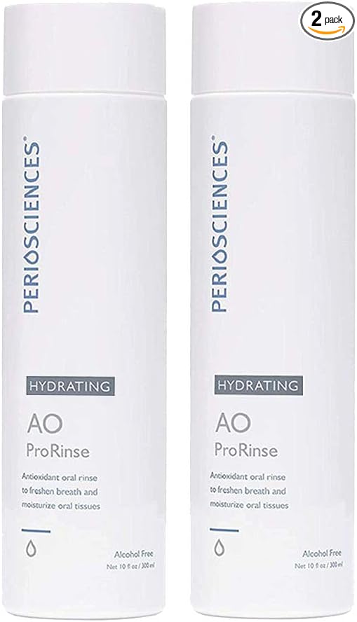PerioSciences Hydrating Mouthwash Rinse Oral Care Pre Brush - Mint Anti Cavity Dry Mouth Plaque Remover for Healthier Gum Tissue & Teeth Enamel Protection - AO Dentist Recommended Clean - Pack of 2