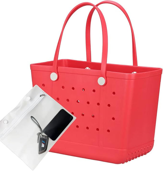 Extra Large Rubber Tote Bag Beach Bag, Washable Durable Open Beach Tote Bag, Travel Totes Bag for Pool Boat Sports