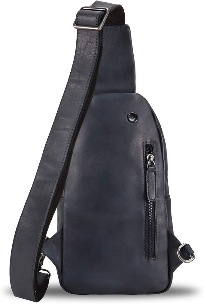 Genuine Leather Sling Bag for Man and Women Crossbody Purse Handmade Retro Shoulder Backpack Vintage Chest Bags