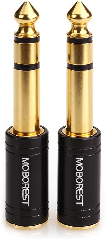 MOBOREST 3.5mm to 1/4" Adapter - Authentic Genuine Universal 6.35mm Pure Copper Adapter Jack - 3.5mm (1/8 Inch) Female to 6.35mm (1/4 Inch) Male Headphone Adapter, Black Fashion 2-Pack