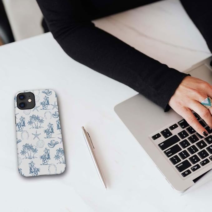 DAIZAG Case Compatible with for iPhone 11,Vintage Cowboy Horses Seashell Starfish Phone Case for iPhone 11 for Girl Women Boy Men
