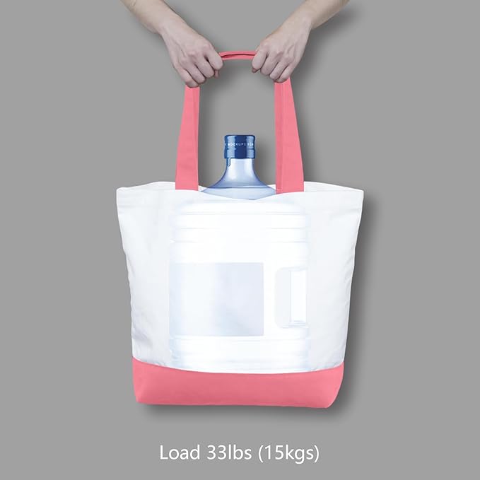 TOPDesign 1-Pack Super Strong Large 12oz Cotton Canvas Tote Bag, Reusable Grocery Shopping Cloth Bag, Fashionable Two-Tone Tote for Crafts, DIY Your Creative Designs