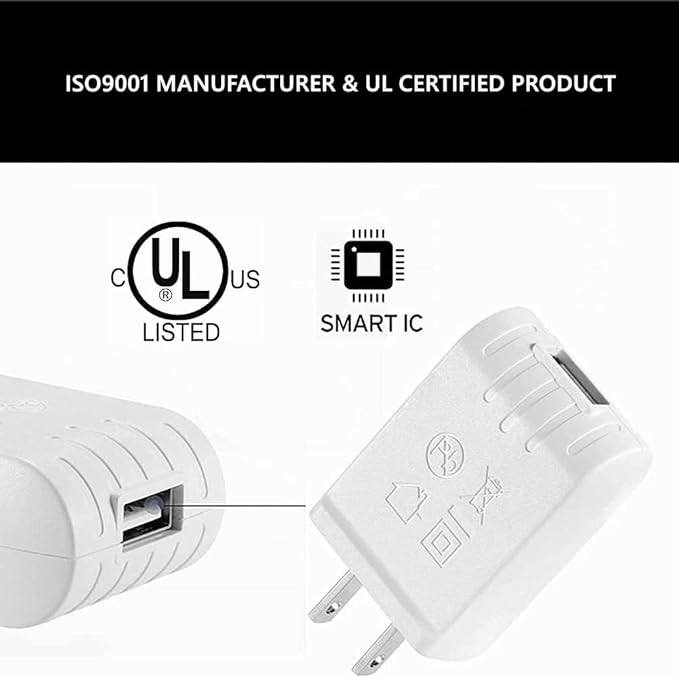UL Certified Power Adapter 5V 1A USB Wall Charger 1000mA DC Power Supply Compatible with All USB Plug 5V-1A Type A,5Pcs