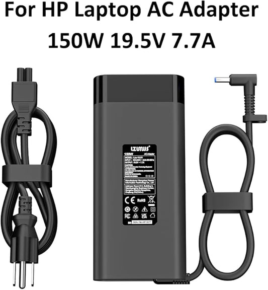 150W AC Adapter for HP Laptop Charger 19.5V/7.7A Power Supply with 4.5x3.0mm Tip Compatible with HP Victus/OMEN 15 17 /Pavilion Gaming/ZBook Fury/Studio