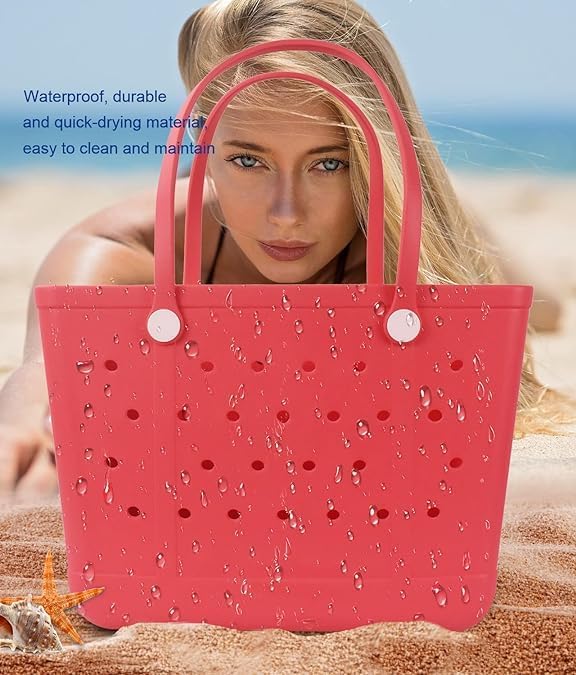 Beach Tote Bag for Women, Rubber Beach Bag Waterproof Sandproof, Extra Large EVA Tote Bag Boat Bag