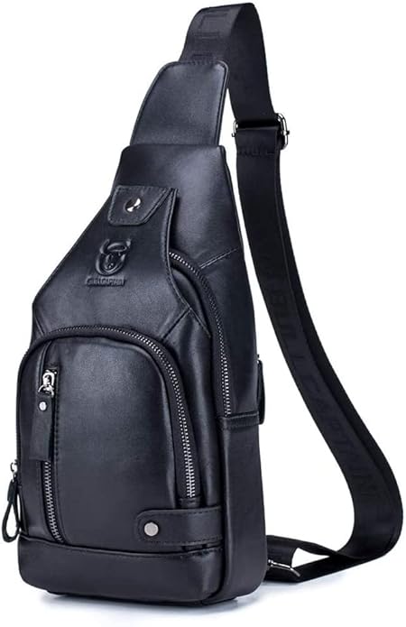 KPYWZER Vintage Leather Sling Bag Backpack for Men Crossbody Shoulder Chest Day Pack Backpacks