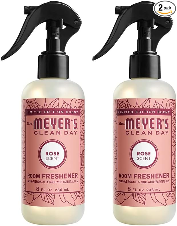 Mrs. Meyer’s Clean Day Room Freshener Spray, Rose Scent, Limited Edition Scent, Contains Essential Oils 8 Fl Oz (Pack of 2)