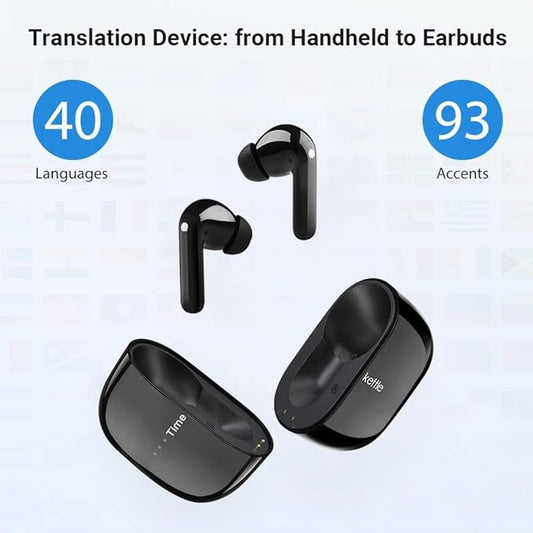 Timekettle M3 Language Translator Earbuds, Two-Way Translator Device with APP for 40 Languages Online, Voice Translator for Exploring Expat Life Freely, Compatible with iOS, Android (Online Version)