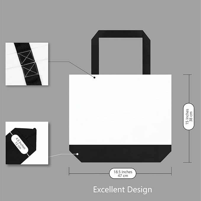 TOPDesign 3-Pack Super Strong Large 12oz Cotton Canvas Tote Bags, Reusable Grocery Shopping Cloth Bags, Fashionable Two-Tone Totes for Crafts, DIY Your Creative Designs