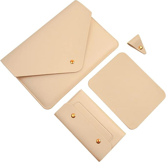 Laptop Sleeve 13 Inch Compatible with New 2024 MacBook Air 13, New MacBook Pro 13, Dell XPS 13 with Small Pouch, Mouse Pad and Cord Organizer, Color Beige