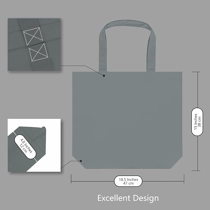 TOPDesign 3-Pack Super Strong Large 12oz Cotton Canvas Tote Bags, Reusable Grocery Shopping Cloth Bags, Fashionable Two-Tone Totes for Crafts, DIY Your Creative Designs