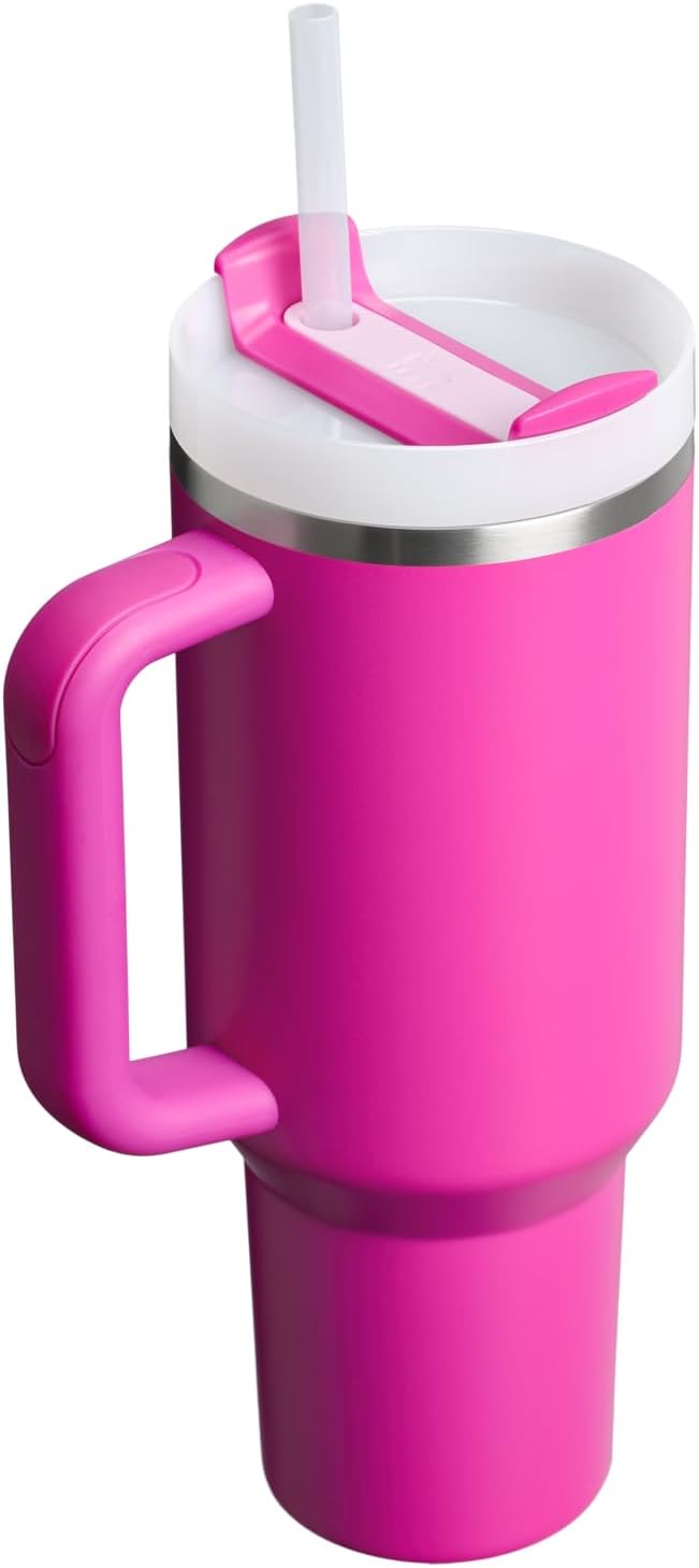 Stanley Quencher H2.0 Tumbler with Handle and Straw 40 oz | Flowstate 3-Position Lid | Cup Holder Compatible for Travel | Insulated Stainless Steel Cup | BPA-Free | Violet Blossom