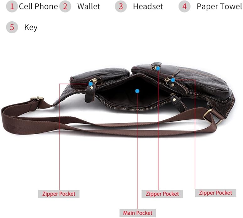KPYWZER Vintage Leather Sling Bag Backpack for Men Crossbody Shoulder Chest DayPack Backpacks