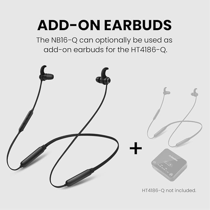 Avantree NB16-Q - Bluetooth 5.2 Neckband Earbuds with Qualcomm aptX Adaptive, 20hrs Play time, Universal Comfortable & Secure Headphones for Phones, Smart TVs, and PCs
