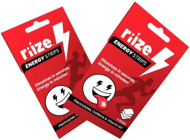 Riize Energy Strips, Fast Acting with 50mg Caffeine, L-Theanine, Vitamin B12, Electrolytes, Natural Flavors, Vegan, Instant Boost Oral Supplement (6 Count Pack)