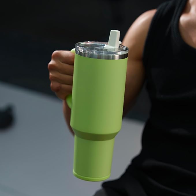 Easy Clean Pro Tumbler - 40 oz Water Bottle with Handle Quick-Disassemble Flip Straw, Leakproof Insulated Stainless Steel, Dishwasher Safe, BPA-Free Gifts for Women & Men