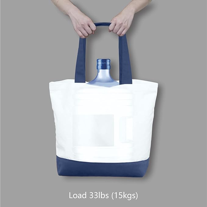 TOPDesign 3-Pack Super Strong Large 12oz Cotton Canvas Tote Bags, Reusable Grocery Shopping Cloth Bags, Fashionable Two-Tone Totes for Crafts, DIY Your Creative Designs