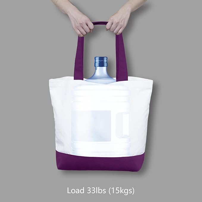 TOPDesign 1-Pack Super Strong Large 12oz Cotton Canvas Tote Bag, Reusable Grocery Shopping Cloth Bag, Fashionable Two-Tone Tote for Crafts, DIY Your Creative Designs