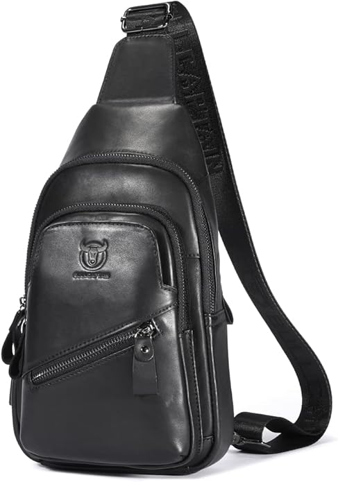 KPYWZER Vintage Leather Sling Bag Backpack for Men Crossbody Shoulder Chest Day Pack Backpacks