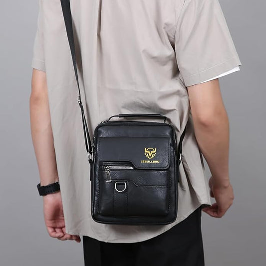 Shoulder Bag for Men Crossbody Bags Leather Sling Bag Messenger Bags with Multiple Pockets Business Outdoor