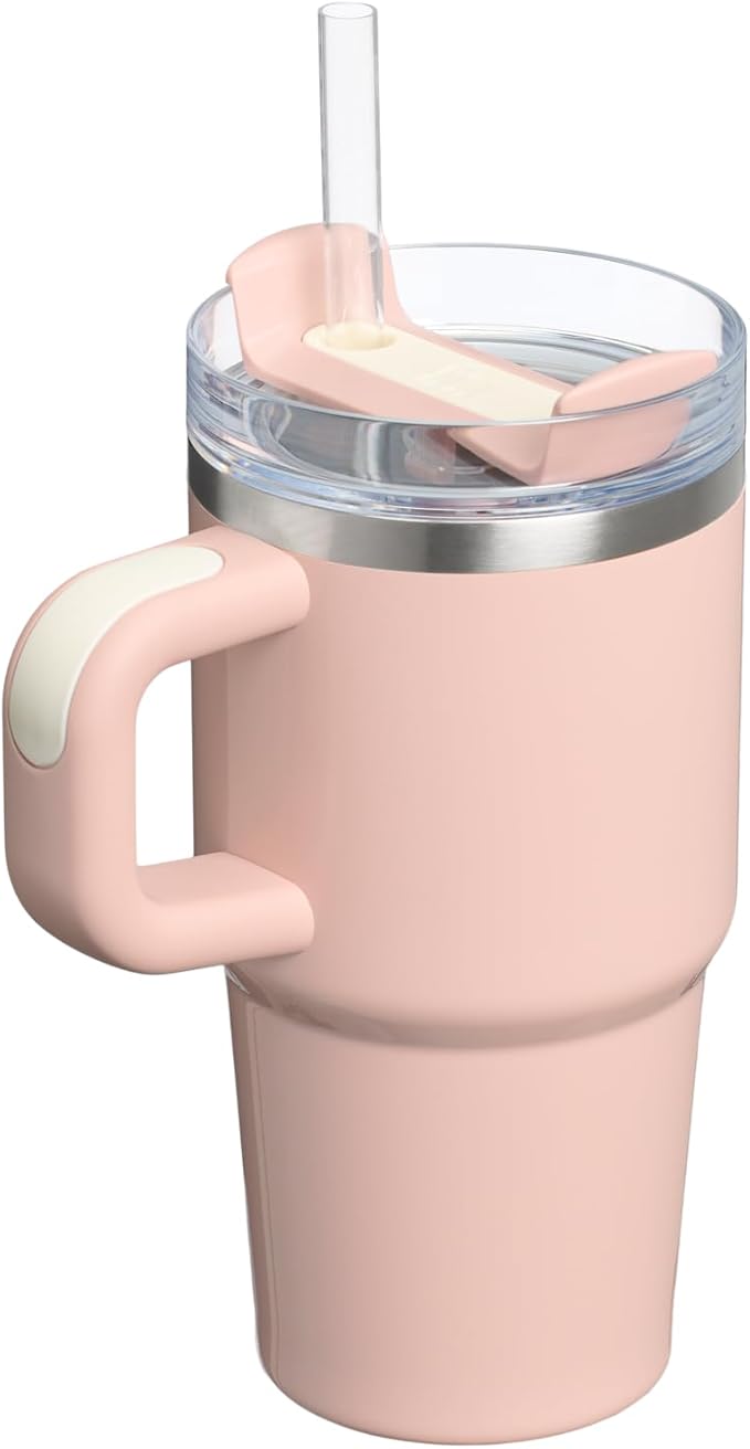 STANLEY Quencher H2.0 Tumbler with Handle and Straw 20 oz | Flowstate 3-Position Lid | Cup Holder Compatible for Travel | Insulated Stainless Steel Cup | BPA-Free | Peach Whip Gloss