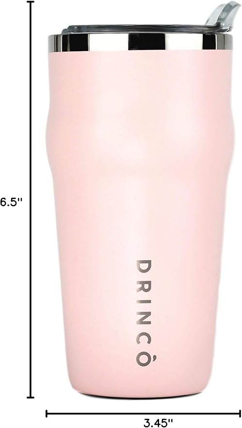 Drinco 20oz Stainless Steel Tumbler, Vacuum Insulated Tumbler Pint Glass Beer Mug with Built-in Bottle Opener, THOR (20oz Beer Tumbler, Pale Pink)