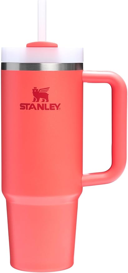 Stanley Quencher H2.0 Tumbler with Handle and Straw 30 oz | Flowstate 3-Position Lid | Cup Holder Compatible for Travel | Insulated Stainless Steel Cup | BPA-Free | Hot Coral
