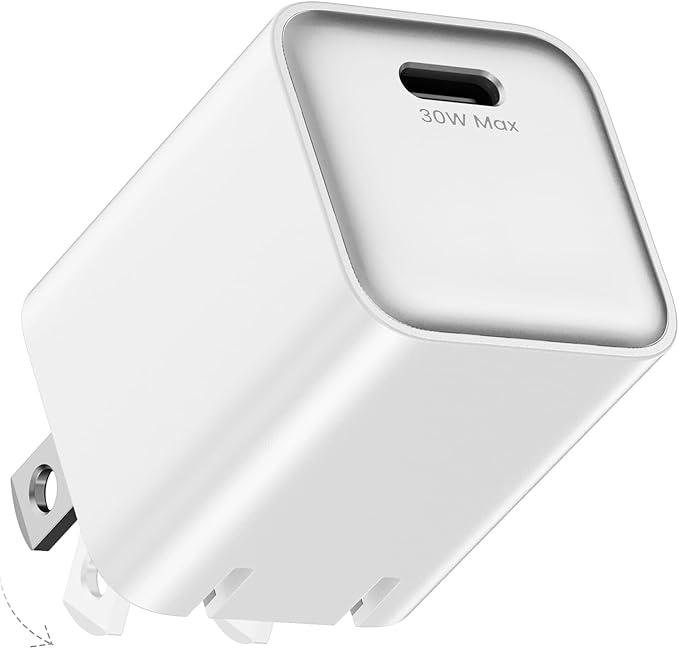 30W USB C Charger Block, Compact Wall Charger with GaN III Tech, PD3.0 PPS QC4.0 Fast Foldable Charger for iPhone 16 15, Galaxy, Pixel, iPad, AirPods,MacBook Air