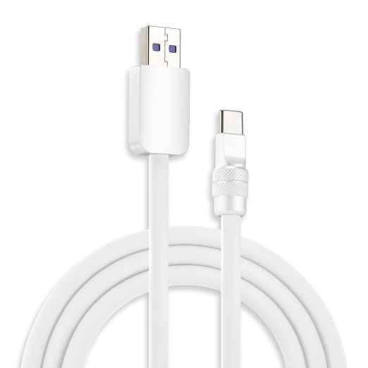 chubbycable Chubby 2.0 Fast Charging Cable Durable Soft Silicone USB C Cable 120W Extra Thick Charger Cord Compatible with iPhone 16/15 Series iPad, White+White, USB-A to Type-C, 3.3 FT