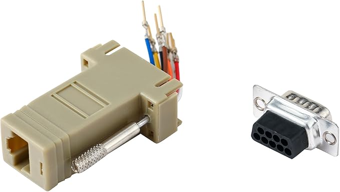 10PCS DB9 Male Ethernet Adapter, 9 Pin Serial Port Male to RJ45 Ethernet LAN Extend Modular Converter, M/F