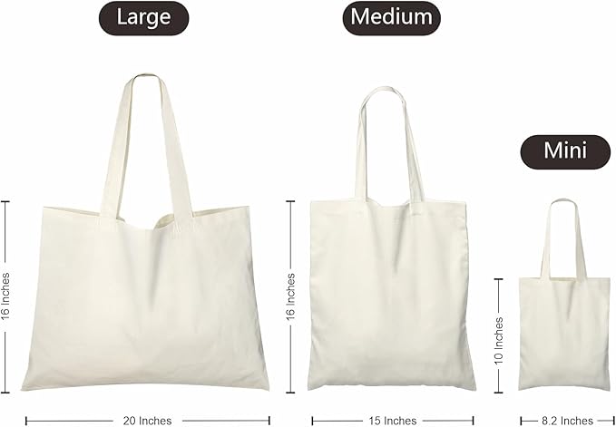 NPBAG 25 Pack 20'' X 16'' Large Natural Cotton Tote Bags, Lightweight Blank Bulk Cloth Bags with 1pc of PTFE Teflon Sheet