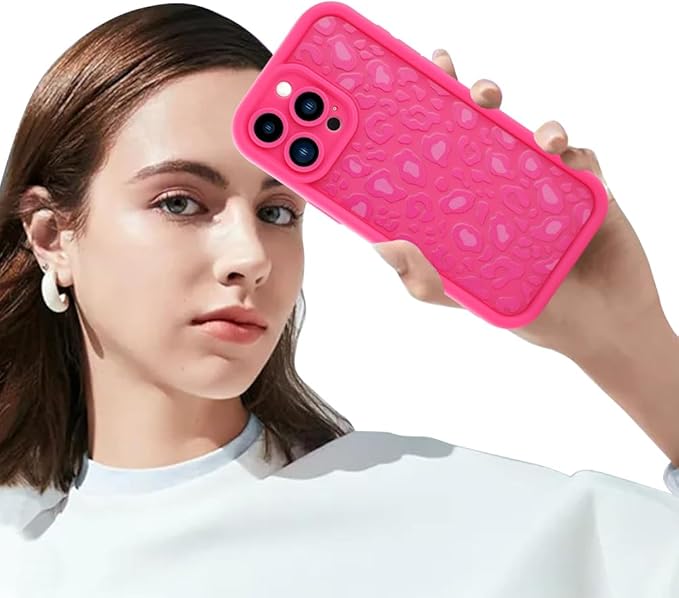 KANGHAR Case for iPhone 13 Pro Leopard Printed Pattern Cute Cheetah Phone Case Soft TPU Shockproof Protective Cover for iPhone 13 Pro 6.1 Inch Hot Pink