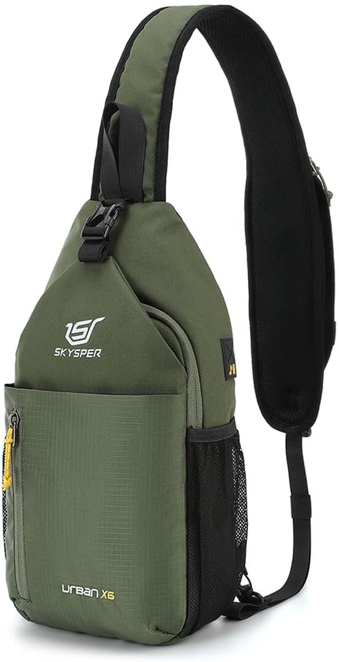 SKYSPER Sling Bag Crossbody Backpack - Chest Shoulder Cross Body Bag Travel Hiking Casual Daypack for Women Men(Army Green)
