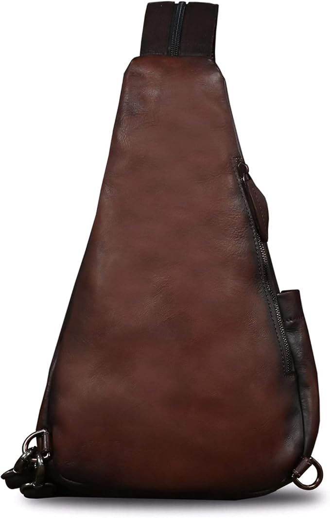 Genuine Leather Sling Bag for Men and Women - Vintage Sling Backpack Shoulder Crossbody Chest Bag for Ipad