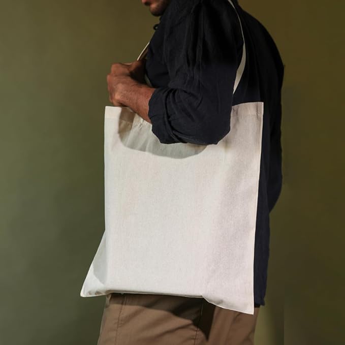 Salt Earth Pack of 5 | 6 | 12 | 24 | 48 – 100% Cotton Reusable Tote Bags – Bulk Grocery, Shopping, DIY, Beach & Gift Use