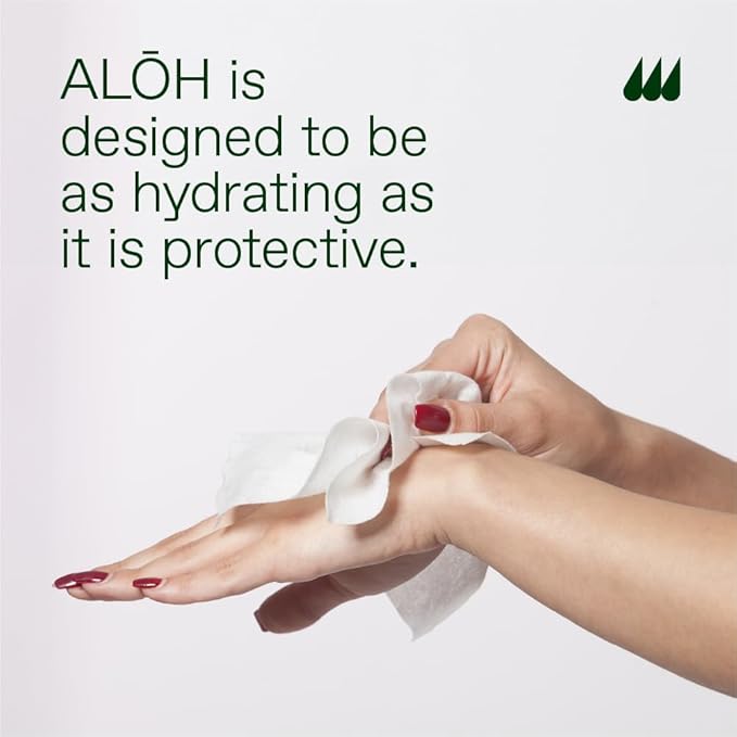 ALŌH Skin - Softening Sanitizing Hand Wipes - Peppermint Eucalyptus + Aloe (4 Boxes of 20 Individually Wrapped Wipes (80 wipes))