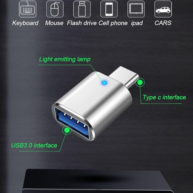 2*USB C Male to USB 3.0 Female Converter Adapter & 2*USB 2.0 Male to USB C Female OTG Adapter for Charging and Data Transmission (4 Pack) - Silver