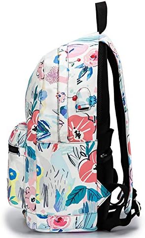 Kinmac Water Resistant Laptop Travel Outdoor Backpack with USB Charging Port for 13 inch 14 inch and 15.6 inch Laptop (Flowers)