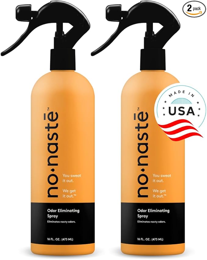Nonaste Odor Eliminating Spray - 32 Fl Oz (Pack of 2) - Shoe & Yoga Mat Spray, Boxing Glove Deodorizer, Gym Bag Deodorizer, Fabric Odor Eliminator - No Washing Needed