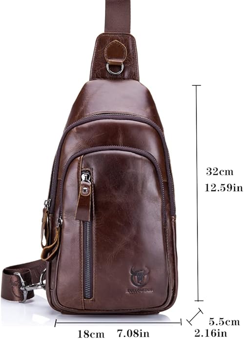 KPYWZER Vintage Leather Sling Bag Backpack for Men Crossbody Shoulder Chest Day Pack Backpacks