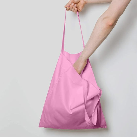 NPBAG 5 Pack 15'' X 16'' Baby Pink Cotton Tote Bags, Blank Bulk Cloth bags with 1pc of PTFE Teflon Sheet