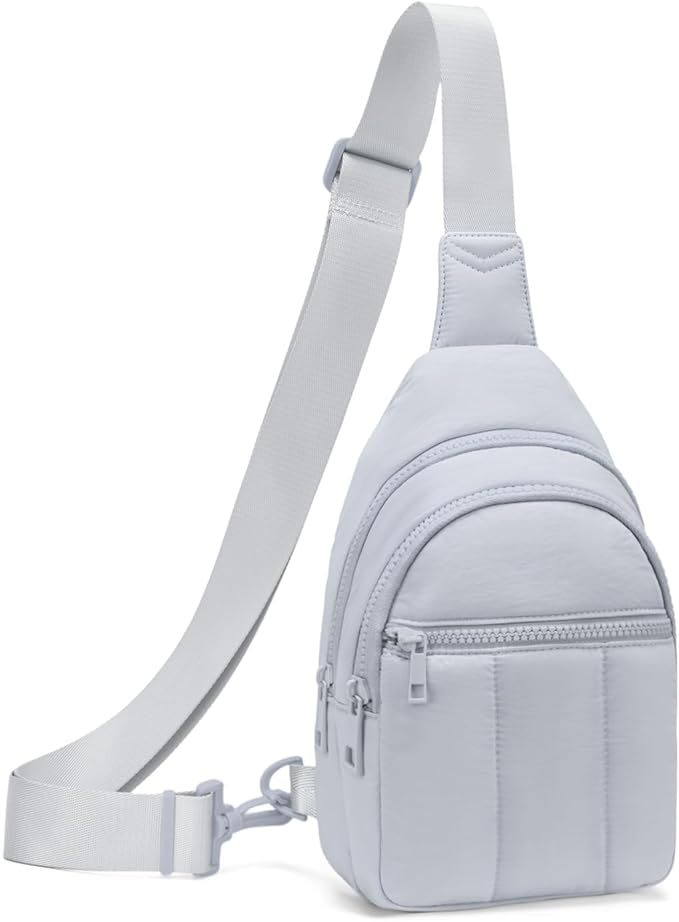 Quilted Puffer Crossbody Bags for Women Small Puffy Sling Bag Lightweight Cross Body Bubble Purse Shoulder Bag for Travel (Gray)